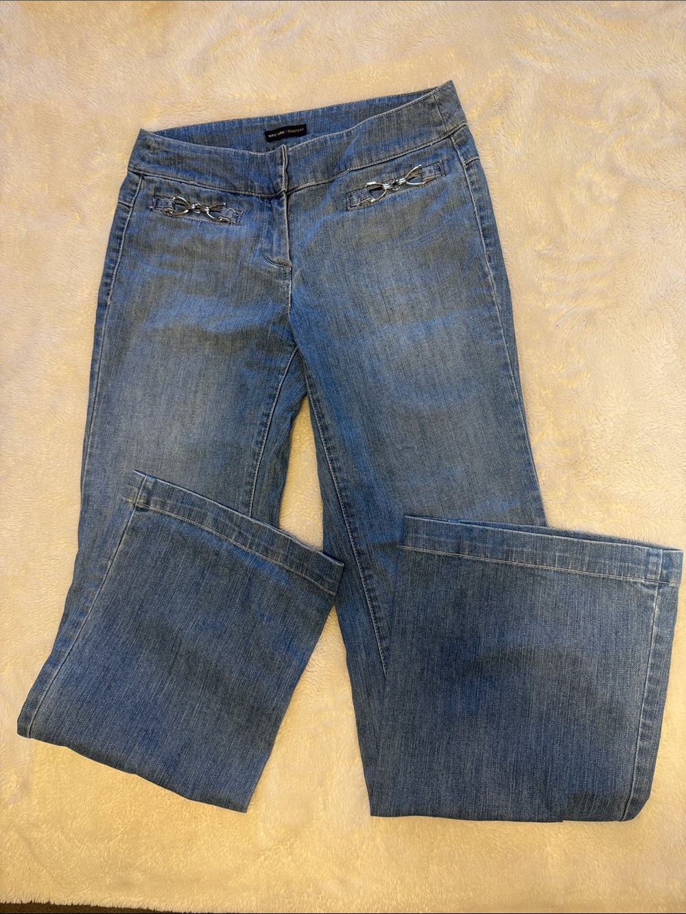 Women’s Blue Denim Jeans Mid Rise Straight Leg